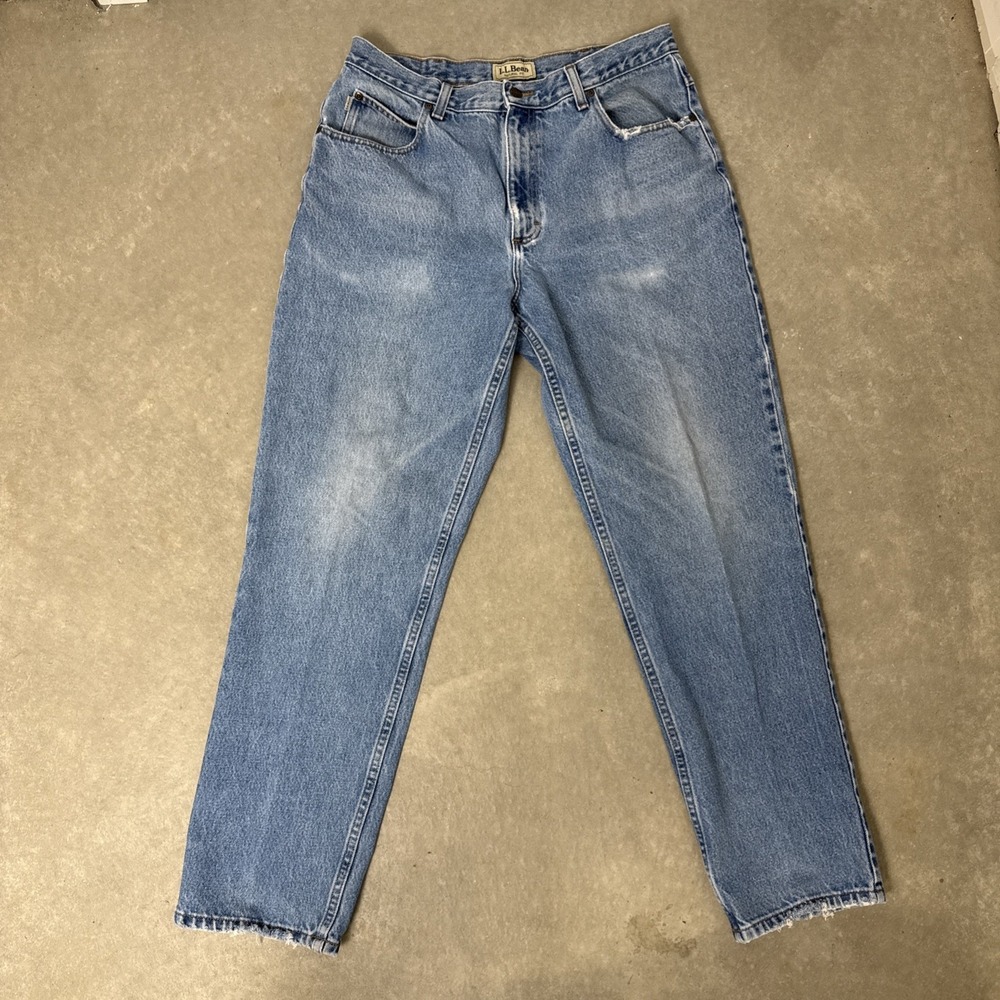 L.L. BEAN Men's Jeans Natural Fit 100% Cotton Blue Denim Size 35x32